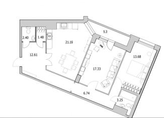 Продаю 2-комнатную квартиру, 84 м2, Санкт-Петербург, улица Кустодиева, 7к1, Выборгский район