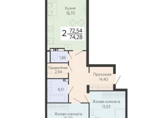 Продажа двухкомнатной квартиры, 74.3 м2, Воронеж, Ленинский проспект, 108А