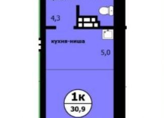 Продаю квартиру студию, 30.9 м2, Красноярский край, Вишнёвая улица