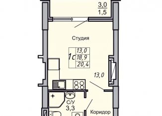 1-ком. квартира на продажу, 20.4 м2, Волгоградская область, улица 64-й Армии, 2