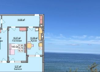 Продается двухкомнатная квартира, 76 м2, Калининградская область, улица Гагарина, 87