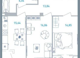 2-комнатная квартира на продажу, 68.7 м2, Санкт-Петербург, муниципальный округ Московская Застава, Московский проспект, 78