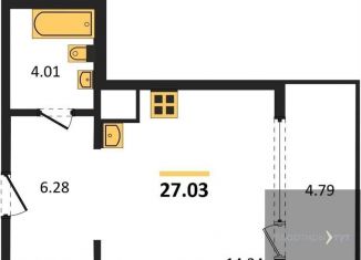 Продам квартиру студию, 27 м2, Воронеж, набережная Чуева, 7