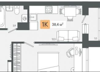 Продается 1-комнатная квартира, 38.4 м2, Свердловская область