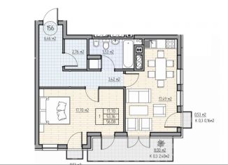 Продажа 1-комнатной квартиры, 56.1 м2, Калининград, проспект Калинина, 111Б