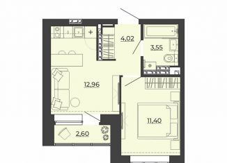 Продам однокомнатную квартиру, 34.5 м2, Екатеринбург, ЖК Ривер Парк