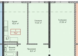 2-ком. квартира на продажу, 75 м2, Дагестан, 2-й тупик Даганова