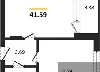 Однокомнатная квартира на продажу, 41.6 м2, Воронеж, Левобережный район, Ленинский проспект, 108А