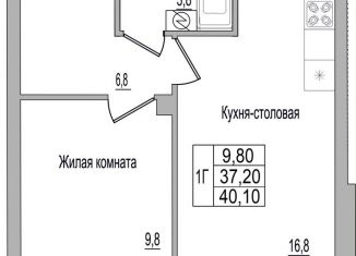 Продаю 1-комнатную квартиру, 40.1 м2, деревня Борисовичи, улица Героя России Досягаева, 4