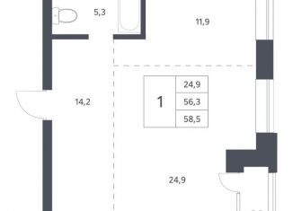 1-ком. квартира на продажу, 58.5 м2, Новосибирск, метро Заельцовская, Красный проспект, 236