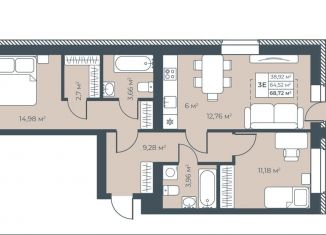 Продается 3-комнатная квартира, 68.7 м2, Выкса