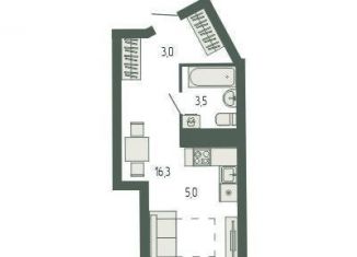 Продам квартиру студию, 28 м2, Екатеринбург, Чкаловский район, площадь Жуковского, 8