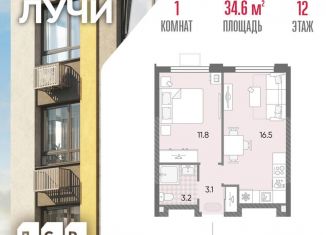 Продажа 1-ком. квартиры, 34.6 м2, Москва, метро Новопеределкино