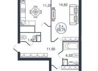 Продаю 2-комнатную квартиру, 59.8 м2, Тверь