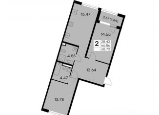 Продается 2-ком. квартира, 68.7 м2, Санкт-Петербург, муниципальный округ Морской, улица Челюскина, 10