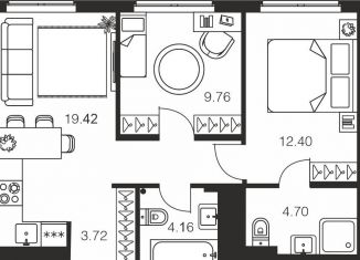 Продается двухкомнатная квартира, 54.2 м2, 