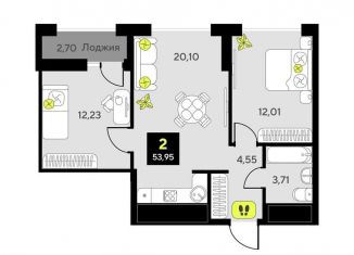 Продается 2-ком. квартира, 54 м2, Тюменская область, улица Первооткрывателей, 9