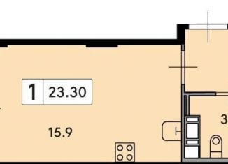 Продается однокомнатная квартира, 23.3 м2, деревня Скотное, Рождественская улица, 1к2, ЖК Ёлки Вилладж