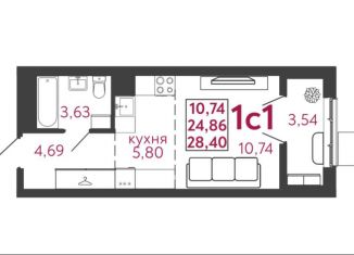 Продаю квартиру студию, 28.4 м2, Пенза