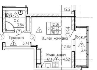 Продаю квартиру студию, 25 м2, Екатеринбург