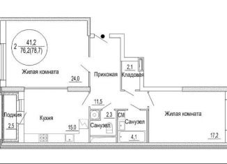 Продается 2-комнатная квартира, 78.7 м2, Тверь, Пролетарский район, улица Спартака, 2