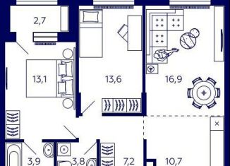 Продажа квартиры со свободной планировкой, 70.5 м2, Уфа, Октябрьский район, улица Энтузиастов, 7