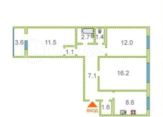 3-ком. квартира на продажу, 66 м2, Тюмень, Западносибирская улица, 18к1