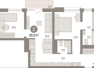 Двухкомнатная квартира на продажу, 65 м2, Екатеринбург, метро Уралмаш, переулок Ритслянда, 15