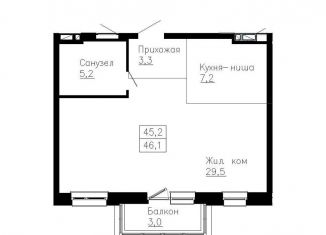 Продается 2-ком. квартира, 46.1 м2, Владивосток