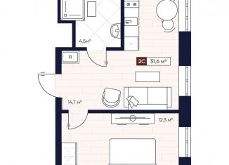 Продается квартира студия, 31.6 м2, Новосибирск, метро Золотая Нива