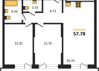 Продам 2-ком. квартиру, 57.8 м2, Новосибирск