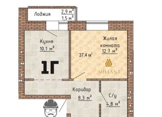 Продаю однокомнатную квартиру, 37.4 м2, Самарская область