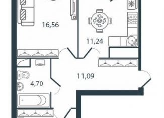 Продается 2-ком. квартира, 58.7 м2, Тверь, улица Левитана, 72Б