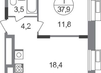 Однокомнатная квартира на продажу, 37.9 м2, Московская область