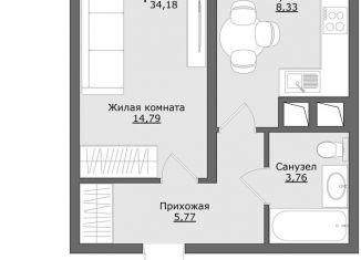 1-комнатная квартира на продажу, 34.2 м2, Московская область