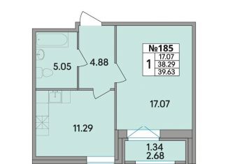 Продается однокомнатная квартира, 39.6 м2, Ленинградская область