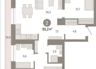 2-комнатная квартира на продажу, 95.2 м2, Екатеринбург, метро Машиностроителей, Механический переулок, 9