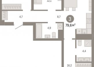 2-комнатная квартира на продажу, 79.6 м2, Екатеринбург, метро Машиностроителей, Механический переулок, 9