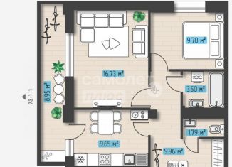 Продается 2-ком. квартира, 60.3 м2, Набережные Челны, проспект Абдурахмана Абсалямова, 73/1/2