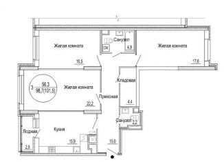 3-комнатная квартира на продажу, 101.5 м2, Тверь, улица Спартака, 2