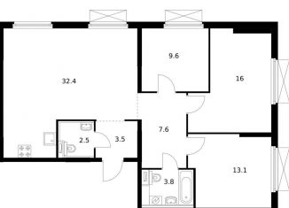 Продается 3-комнатная квартира, 88.5 м2, Владивосток