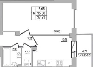 Продается 1-комнатная квартира, 37.2 м2, Псков, улица Юности, 32, ЖК Смарт-квартал