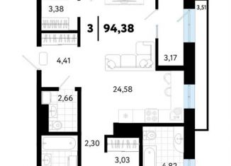 Продается 3-ком. квартира, 94.4 м2, Тюмень