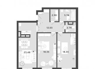 Продается 2-ком. квартира, 83.4 м2, Калуга, 3-й Академический проезд, 1