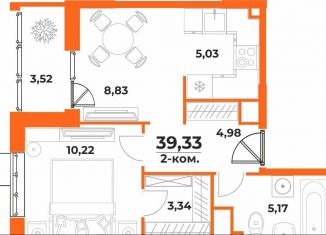 Продается 2-ком. квартира, 39.3 м2, Хабаровск