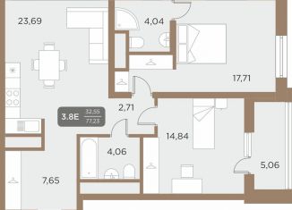 Продается двухкомнатная квартира, 79.8 м2, Екатеринбург