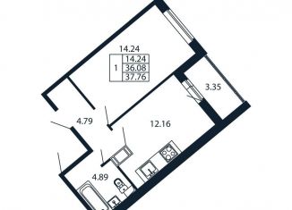 Продается 1-ком. квартира, 39.4 м2, Мурино, Ручьёвский проспект, 20