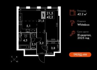 Продается 1-ком. квартира, 42.2 м2, Москва, ЖК Сидней Сити, жилой комплекс Сидней Сити, к5/1