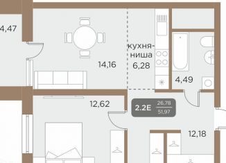 Продам 1-комнатную квартиру, 54.2 м2, Екатеринбург, метро Чкаловская