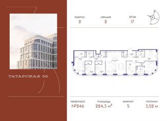 Продажа 5-комнатной квартиры, 224.3 м2, Москва, метро Новокузнецкая, Большая Татарская улица, 35с20-21